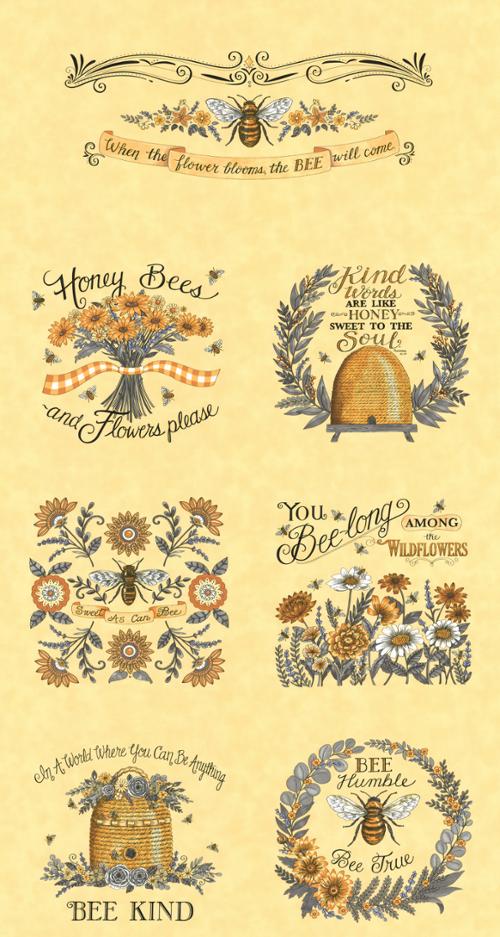 Honey and Lavender Panel Bees Yellow M5608912