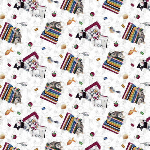 QUILTED KITTIES WHITE