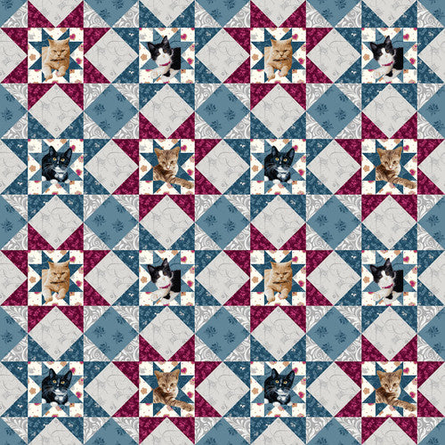 QUILTED KITTIES BLUE