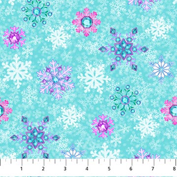 MERRY AND BRIGHT SNOWFLAKES TURQUOISE MULTI