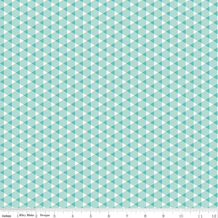 VIBRANCE BY RILEY BLAKE TRIANGLE GINGHAM AQUA