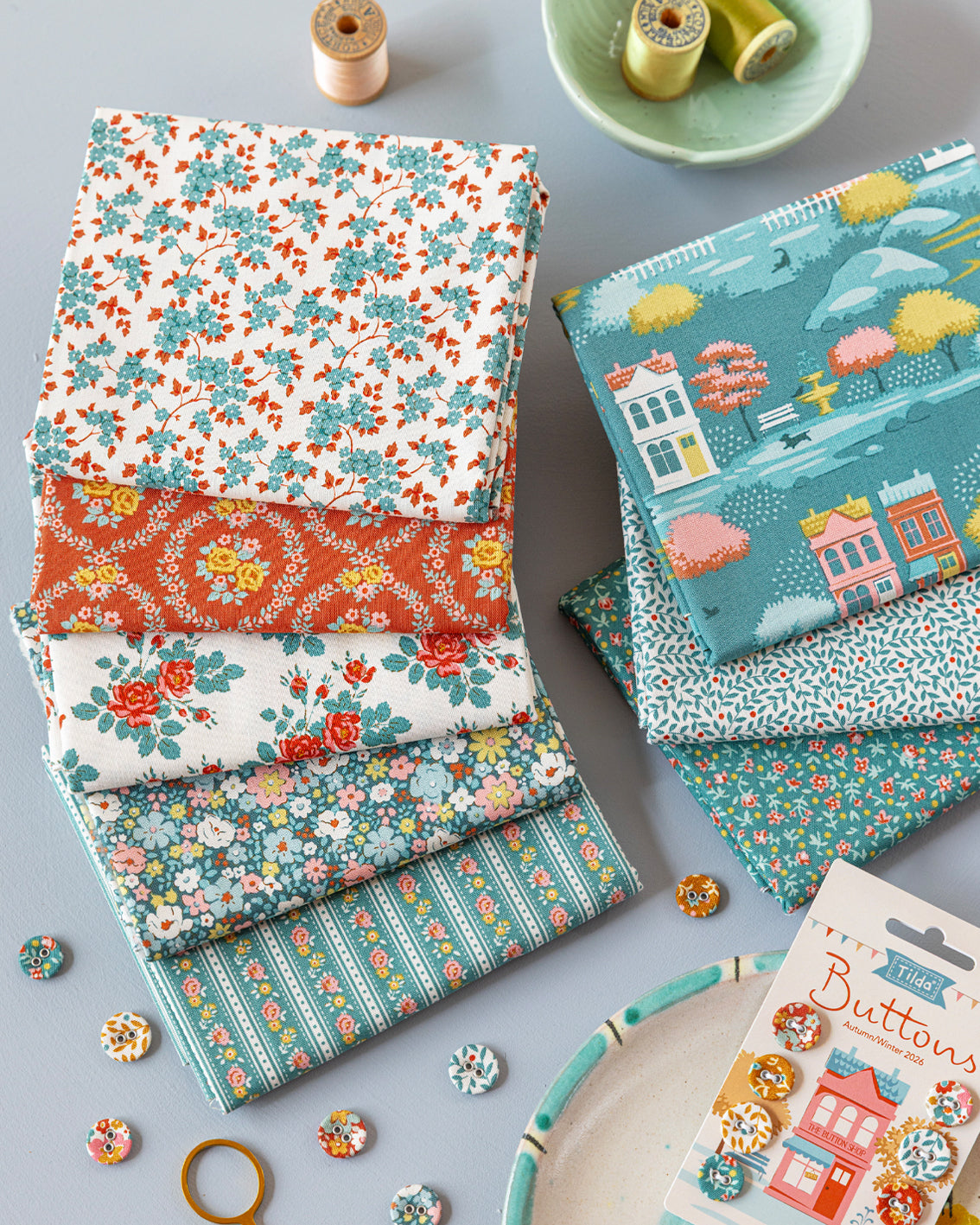 VILLAGE LIFE BY TILDA TEAL FAT 1/4 BUNDLE