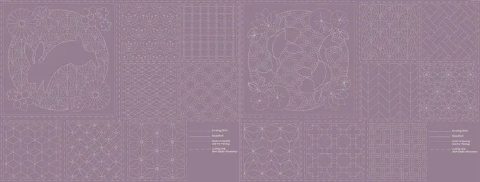 SASHIKO PANEL FROSTED GRAPE HARE/ KOI DV4053
