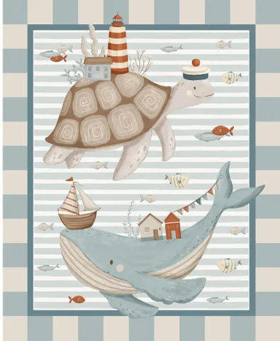 AHOY COT PANEL WHALE
