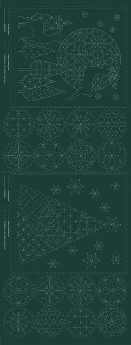 CHRISTMAS SASHIKO PANEL GREEN