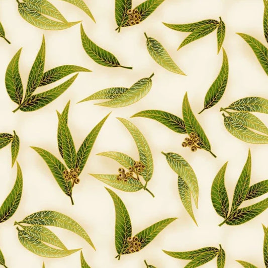 UNDER THE AUSTRALIAN SUN GUM LEAVES IVORY/ GREEN
