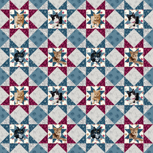 QUILTED KITTIES BLUE