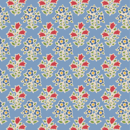 TILDA JUBILEE FARM FLOWERS LIGHT BLUE 1.65 METRE REMNANT