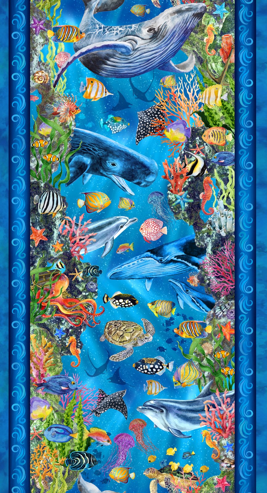 CALYPSO III BY JASON YENTER BLUE OCEAN STRIPE SOLD BY 50CM LENGTH