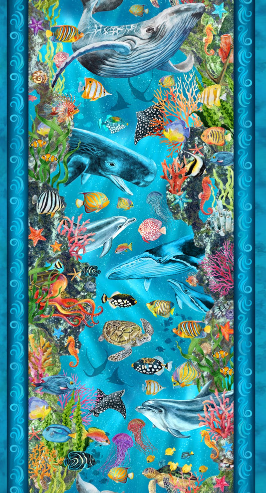 CALYPSO III BY JASON YENTER TEAL OCEAN STRIPE SOLD BY 50CM LENGTH