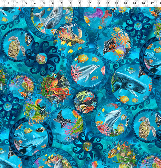 CALYPSO III BY JASON YENTER TEAL OCEAN CIRCLES