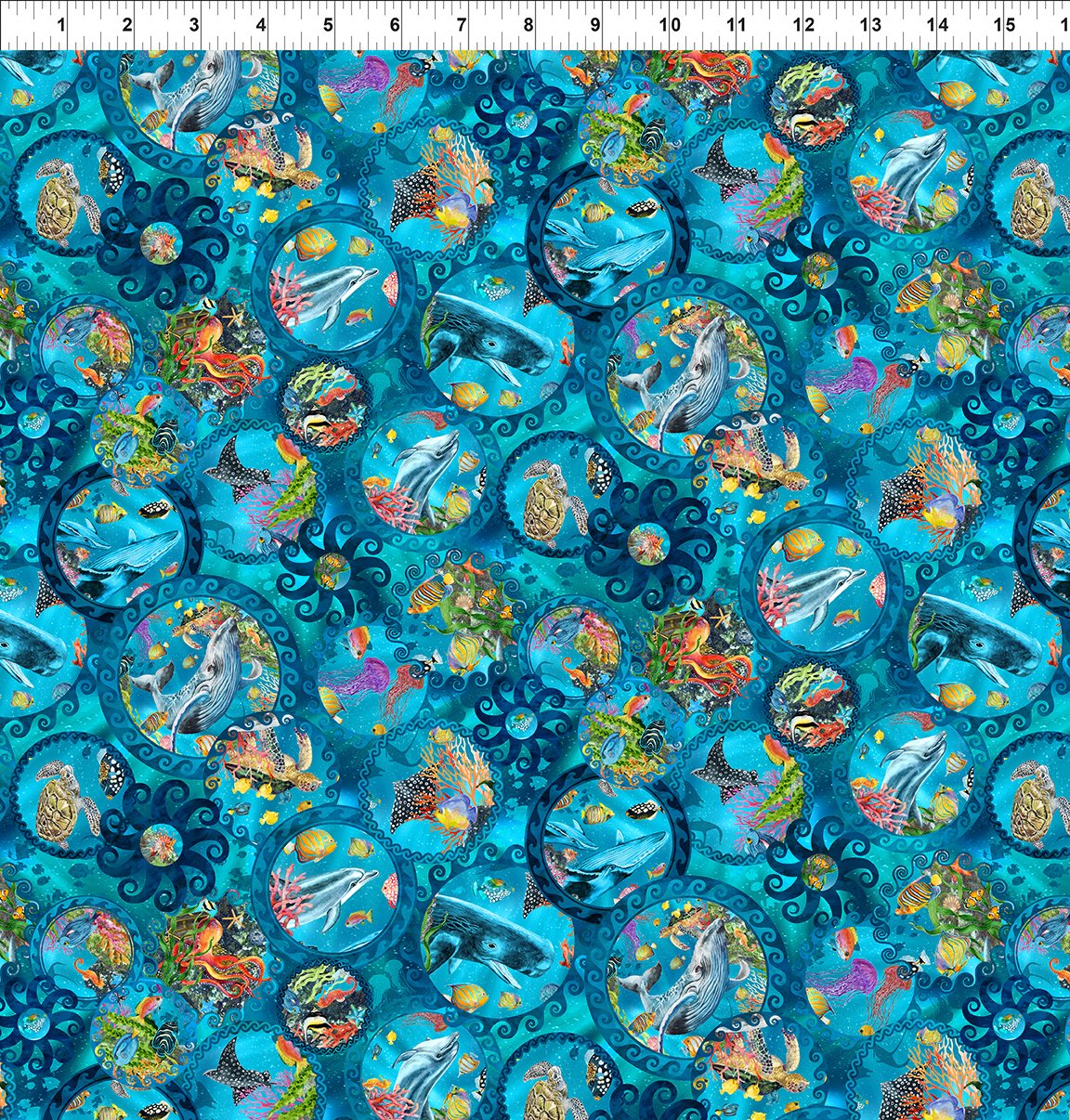 CALYPSO III BY JASON YENTER TEAL SMALL OCEAN CIRCLES