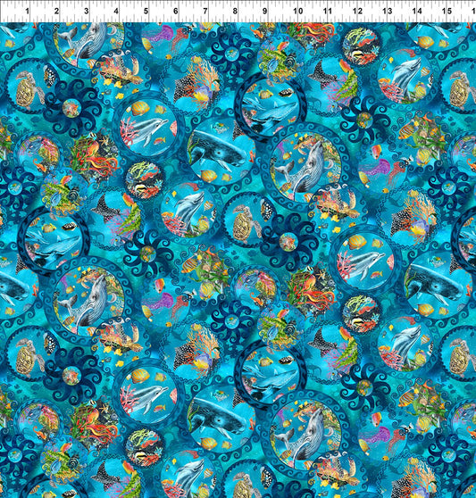 CALYPSO III BY JASON YENTER TEAL SMALL OCEAN CIRCLES