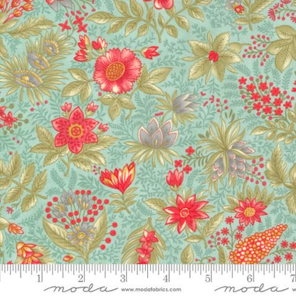 Etchings by Moda Joyful Jacobean Floral Aqua M4433212