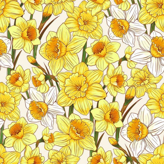 LAMINATE PRINTS DAFFODIL  SOLD BY THE METRE