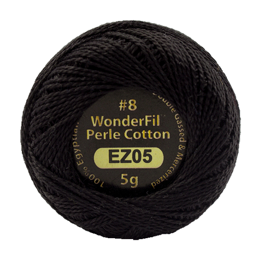 WONDERFIL ELEGANZA PEARL COTTON SIZE 8 - 05 LIQUORICE