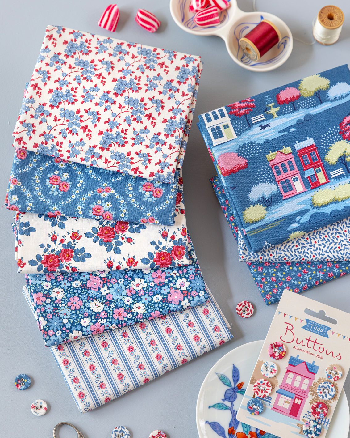 VILLAGE LIFE BY TILDA TEAL BLUE FAT 1/4 BUNDLE