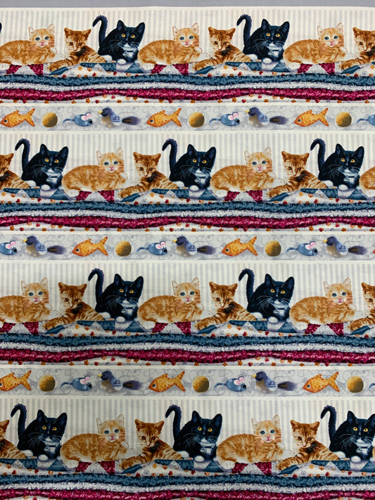 QUILTED KITTIES STRIPES