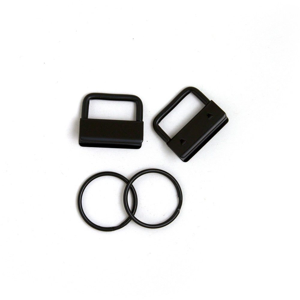 KEY FOB HARDWARE 25MM/1 INCH 5 PACK BLACK