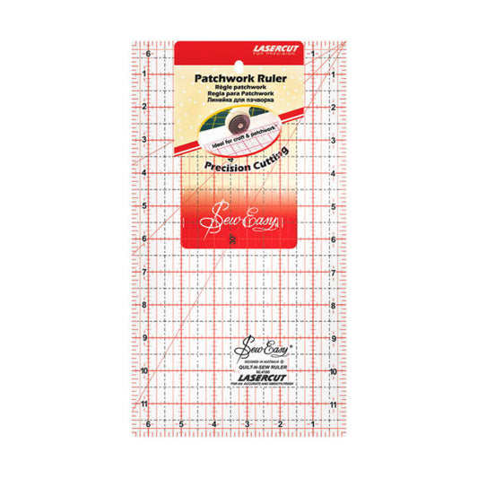 SEW EASY PATCHWORK RULER 12 INCH X 6 1/2 INCH