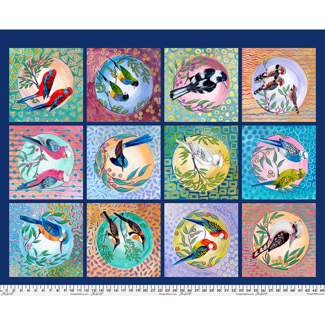 BIRDS OF A FEATHER BY HELEN GODDEN BIRD BLOCK PANEL