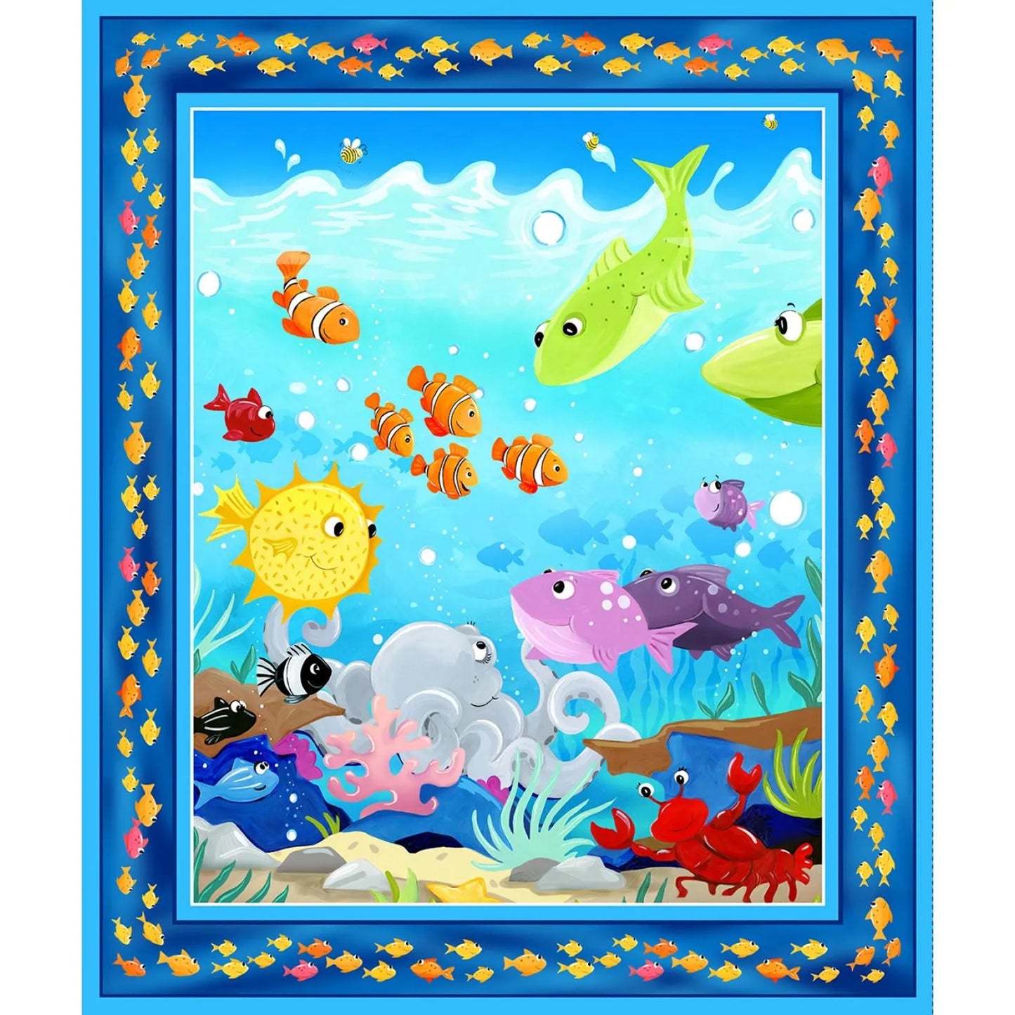UNDER THE SEA DIGITAL 36" QUILT PANEL MULTI SUSY BEE