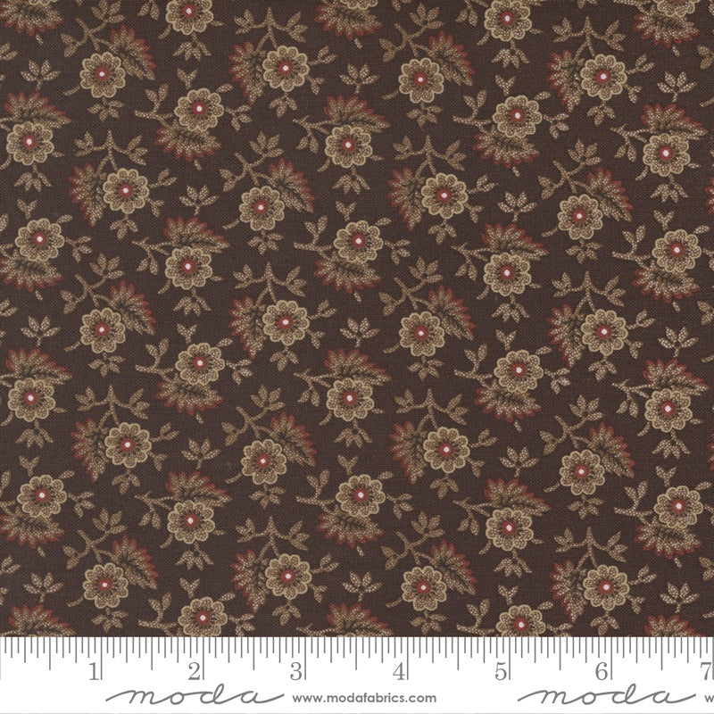 Adamstown Dark Tan Flowers By Jo Morton for Moda REMNANT