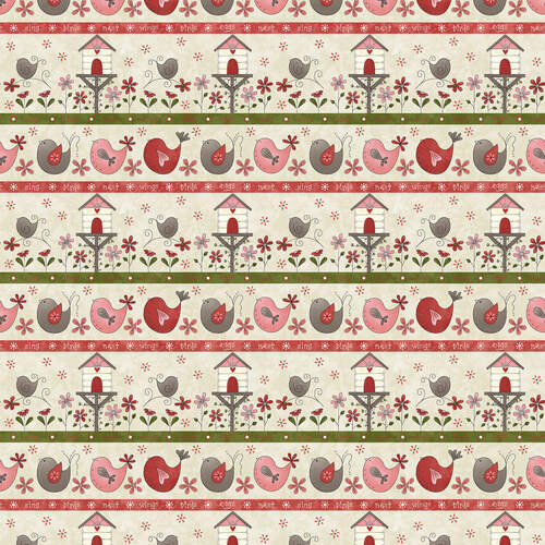 Birds of a Feather by Gail Pan Border Stripe Cream