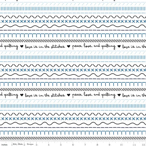 BLUE BLOOMS & THREADS WHITE
