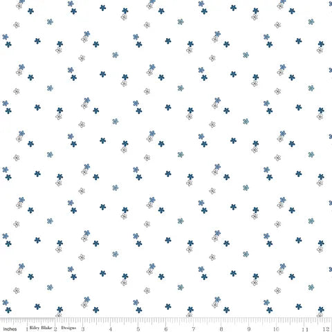 BLUE BLOOMS & THREADS WHITE