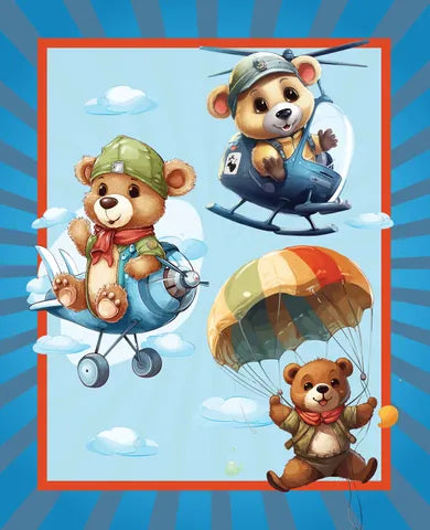 BEARS FLYING COT PANEL