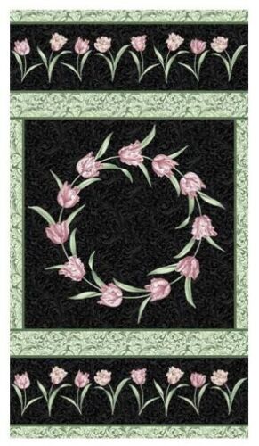 Evelyns Etched Tulips Black panel Print