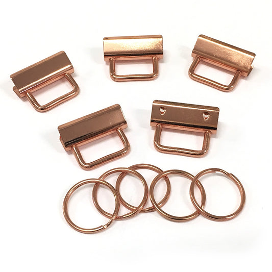 KEY FOB HARDWARE 31MM / 1.1/4 INCH 5 PACK ROSE GOLD