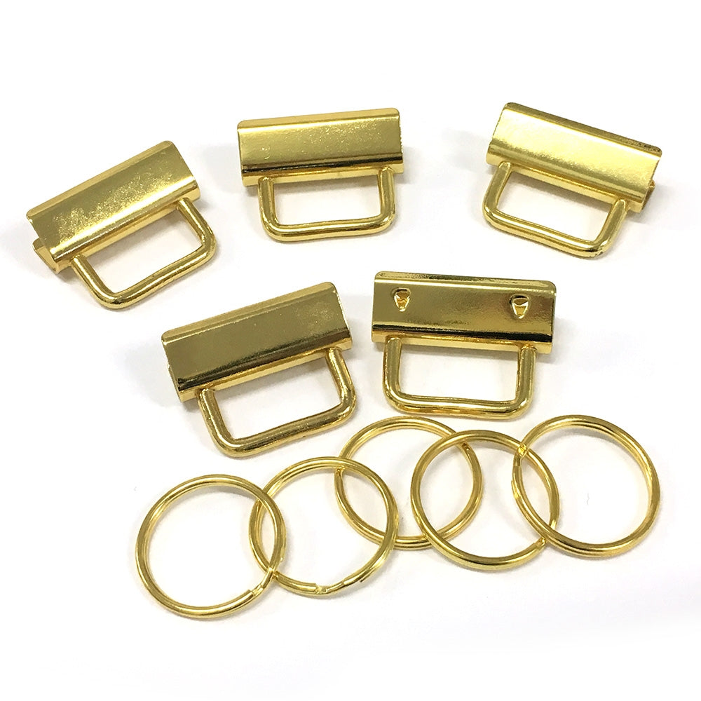 KEY FOB HARDWARE GOLD 31MM / 1.25 INCH 5 PACK