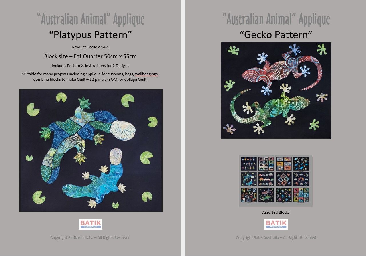 PLATYPUS AND GECKO PATTERN – Kookaburra Quilts