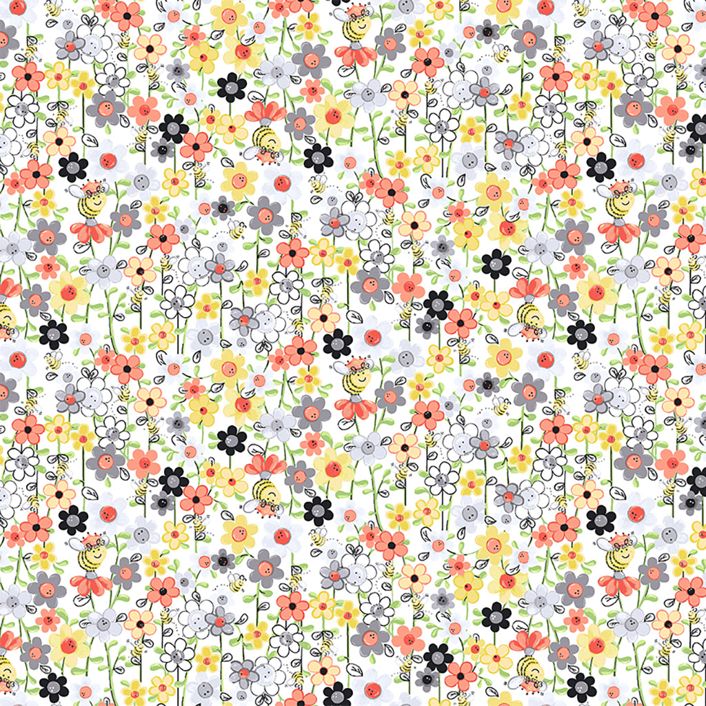 SWEET BEE BY SUSY BEE MINI FLORAL & BEES WHITE