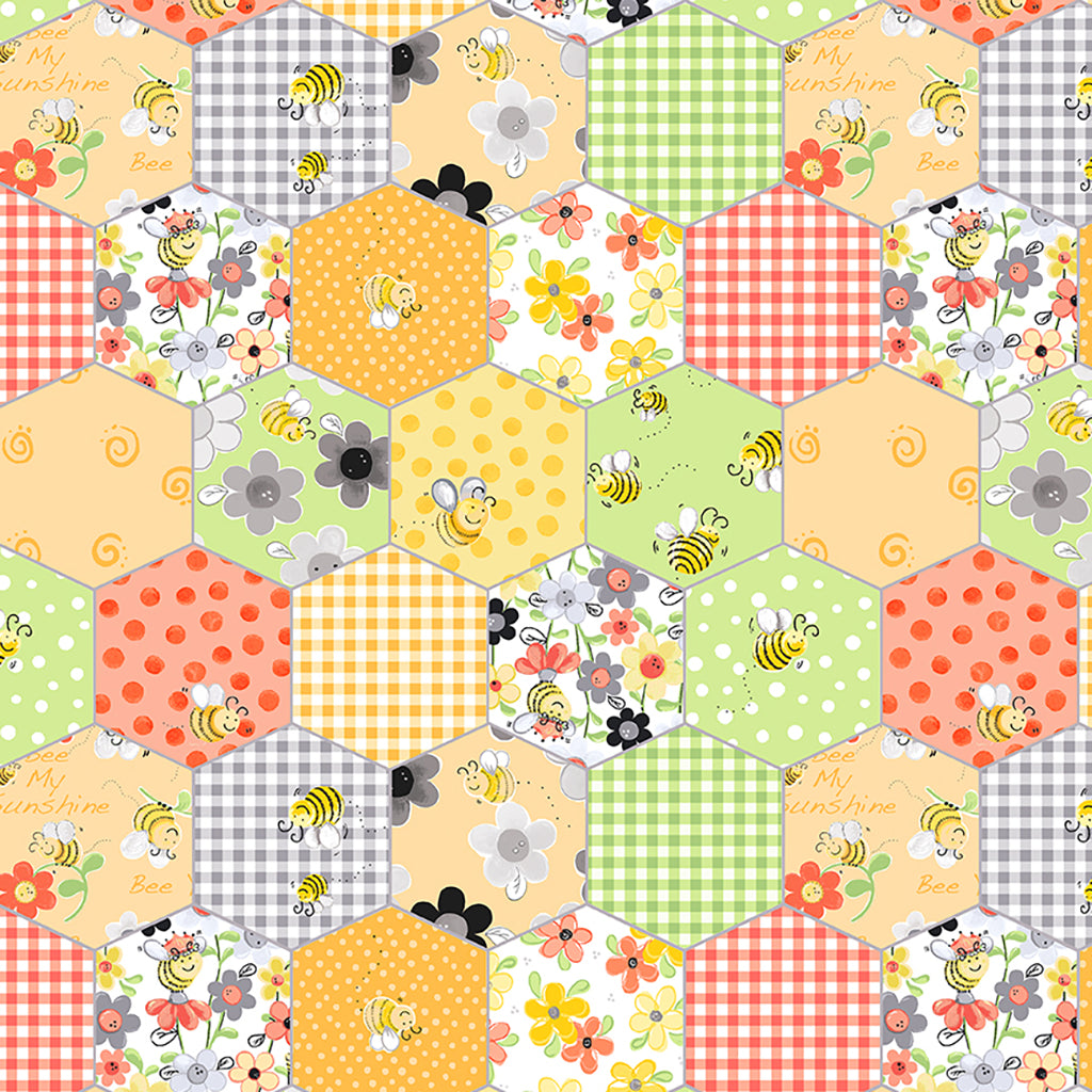 SWEET BEES  BY SUSYBEE HONEYCOMB PATCHWORK YELLOW