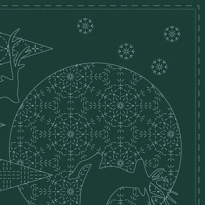 CHRISTMAS SASHIKO PANEL GREEN