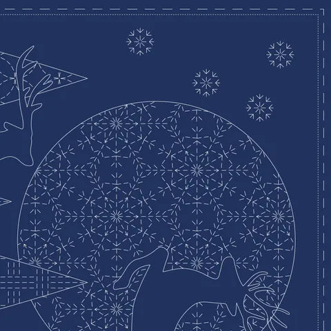 CHRISTMAS SASHIKO PANEL NAVY