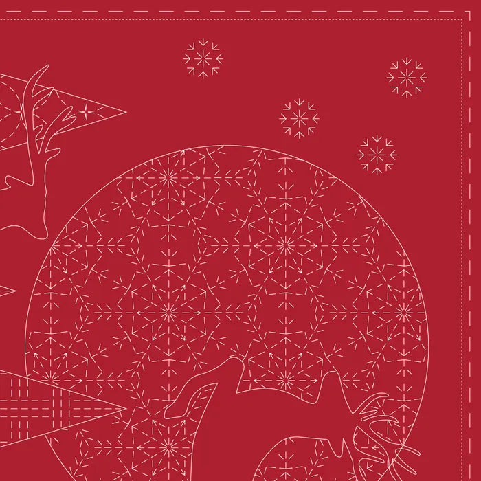 CHRISTMAS SASHIKO PANEL RED