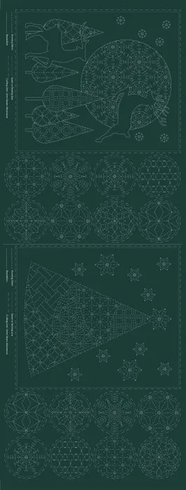 CHRISTMAS SASHIKO PANEL GREEN